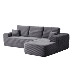English Elm 104" Plush Corduroy L-shaped Sectional Sofa Deep Seating Modular Couch for Living Room W3975S00034