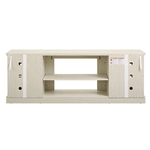 English Elm 70" Modern TV Stand with Faux Stone Top, Spacious 2-Door Media Console with Cable Management and Adjustable Shelves, Vintage Metal Handles, Durable MDF Construction for Living Room Entertainment (Fits up to 75") White W2275P342690