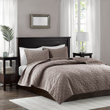 Madison Park Harper Glam/Luxury 3 Piece Velvet Quilt Set MP13-3306 Taupe