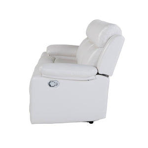 English Elm Blanche White Upholstered Reclining Sofa with LED Lights, Pillow Top Arms & Medium Firm Seating B201P391847