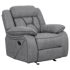 English Elm Endra Grey Upholstered Glider Recliner Chair with Pocket Coil Support, Soft Padding, Modern Neutral Elegance B062P328636