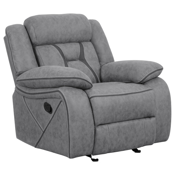 English Elm Endra Grey Upholstered Glider Recliner Chair with Pocket Coil Support, Soft Padding, Modern Neutral Elegance B062P328636