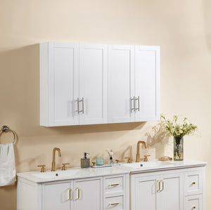 English Elm Wood Hanging Cabinet - Elegant Wall-Mounted Storage With Adjustable Shelves & Timeless Design W914P292873-GIGA