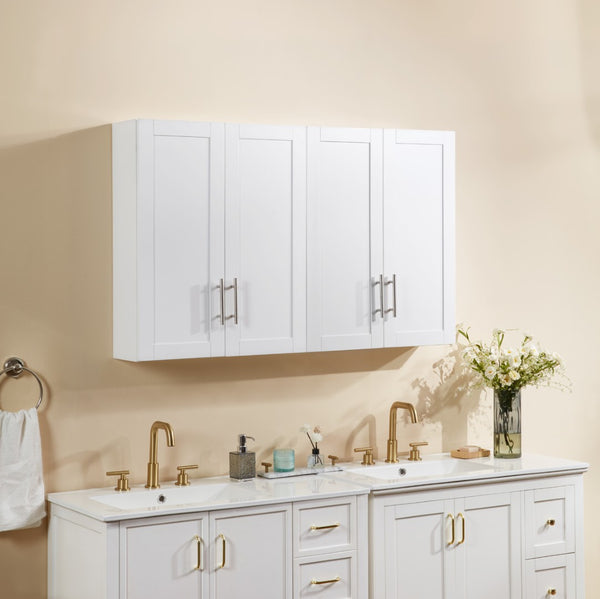 English Elm Wood Hanging Cabinet - Elegant Wall-Mounted Storage With Adjustable Shelves & Timeless Design W914P292873-GIGA