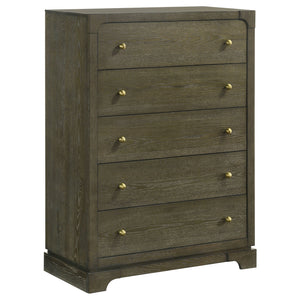 English Elm Lincoln Eastern King Bedroom Set with Led Headboard Two-tone Wood and White Panels B062S01541
