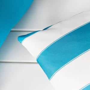 English Elm Horizon Stripe Pillow - Aqua Coastal Accent For Indoor & Outdoor Comfort, Weather Resistant Design B357P367223