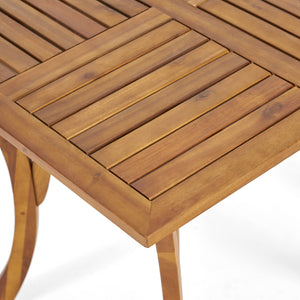 English Elm Outdoor Acacia Wood Square Bistro Table with Slatted Top and Cabriole Legs 57234.00