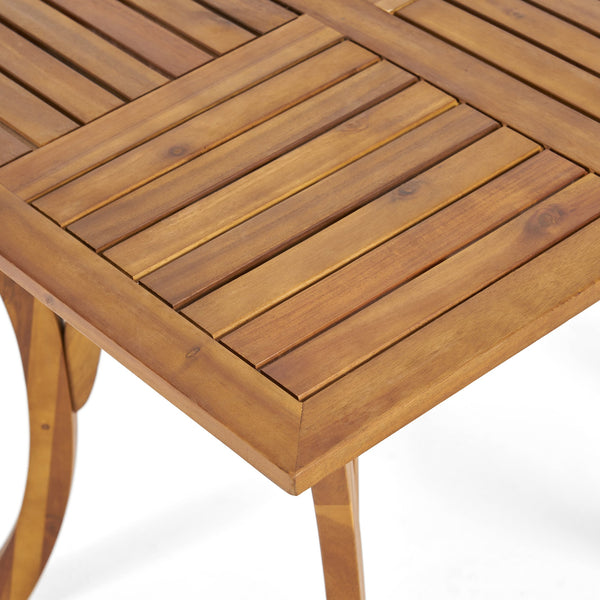 English Elm Outdoor Acacia Wood Square Bistro Table with Slatted Top and Cabriole Legs 57234.00