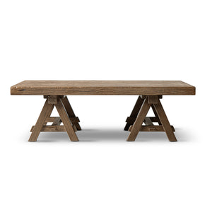 English Elm Hawthorne Reclaimed Elm Trestle Coffee Table Solid Wood Farmhouse Living Room Accent Brown B2719P474449