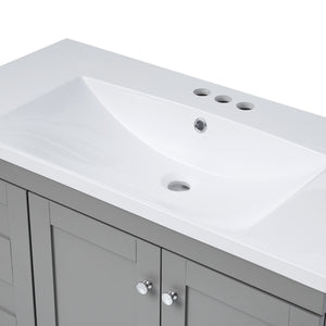 English Elm 72-inch Shaker Double Bathroom Vanity Gray Mdf with Resin Basins and Soft Close Storage N729P000030E
