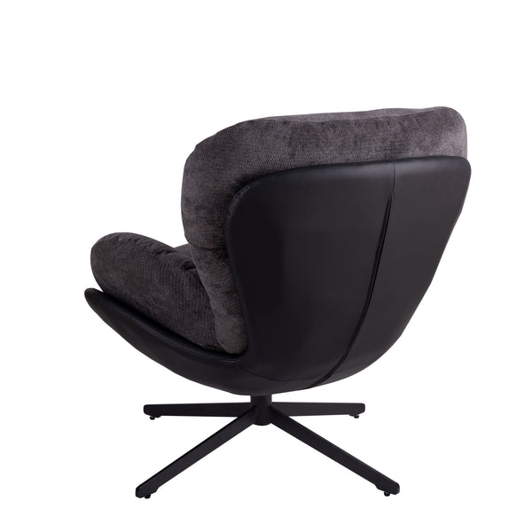 English Elm Christopher Knight Home® - 360° Swivel Office Chair Chenille and Faux Leather Accent with Metal Base, Ergonomic Plush Seating for Home and Office Black,Dark Gray N817P205024H