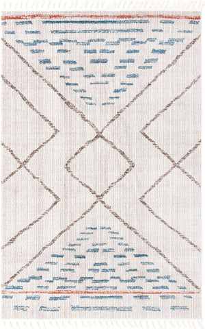 Unique Loom Aramis Kavi Machine Made Tribal Rug Ivory, Blue/Brown/Light Blue/Terracotta/Gray 6' 0" x 9' 0"