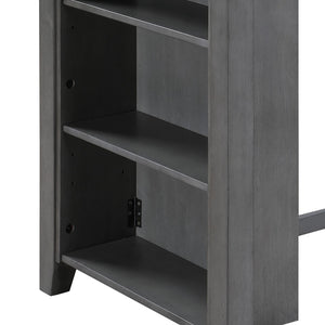 English Elm Gregorio 3 Piece Counter Dining Set with Usb Ports Open Shelf and Upholstered Seating Gray B2749S00334