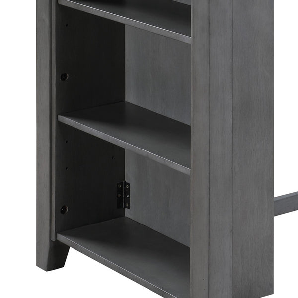English Elm Gregorio 3 Piece Counter Dining Set with Usb Ports Open Shelf and Upholstered Seating Gray B2749S00334