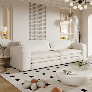 English Elm 93" King Size Sleeper Sofa Bed - 3-In-1 Convertible Sofa With Chaise & Lumbar Pillows In Beige/White W1885S00235