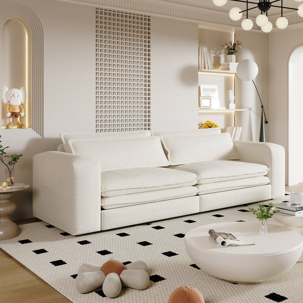 English Elm 93" King Size Sleeper Sofa Bed - 3-In-1 Convertible Sofa With Chaise & Lumbar Pillows In Beige/White W1885S00235