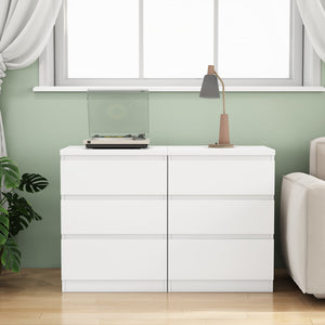 English Elm 19.7-inch Matte Finish 3 Drawer Nightstand Set of 2 Handle Free Modern Bedroom Storage White W3151S00079