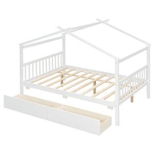 English Elm Twin House Bed Solid Pine Kids Cottage Frame with Storage Drawers Imaginative Room N708P309247K