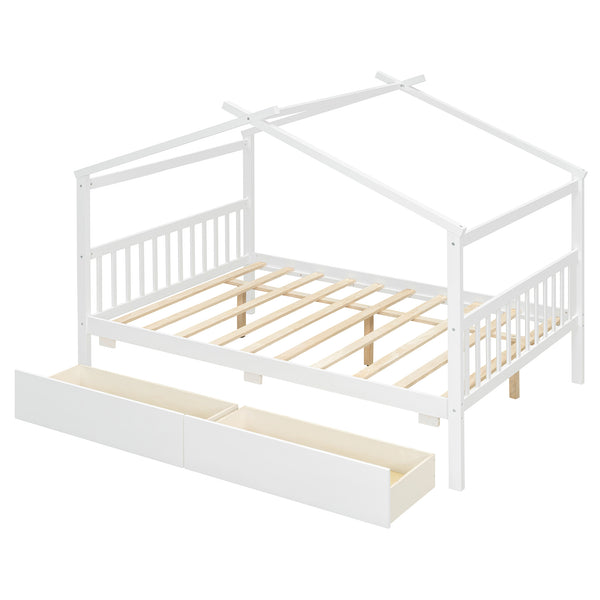 English Elm Twin House Bed Solid Pine Kids Cottage Frame with Storage Drawers Imaginative Room N708P309247K