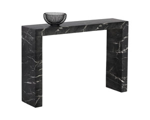 Sunpan Axle Console Table - Modern Concrete Design Perfect For Small Spaces With Chic Clean Lines Black Concrete 111916