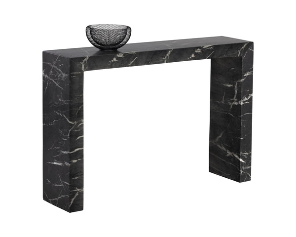 Sunpan Axle Console Table - Modern Concrete Design Perfect For Small Spaces With Chic Clean Lines Black Concrete 111916