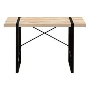 English Elm Computer Desk - Stylish Natural Laminate With Black Metal Frame, Perfect For Home Office & Study B2710P219880