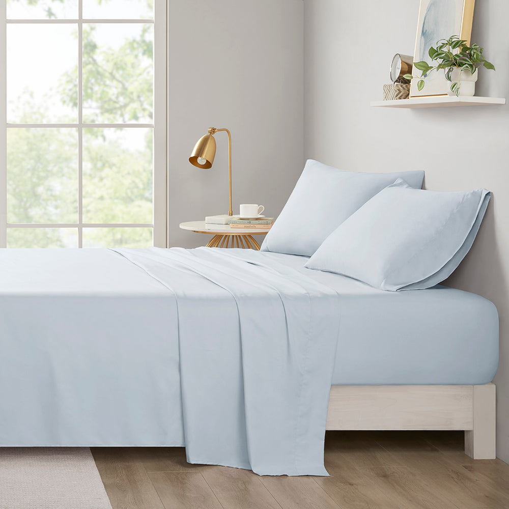 JLA Home Intelligent Design - All Season Soft Touch Sheet Set — Ultra-Soft Microfiber, Wrinkle-Resistant, OEKO-TEX Certified Comfort for Year-Round Use Blue ID20-2212