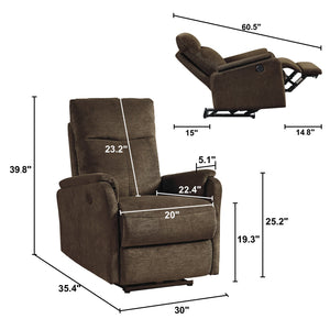 English Elm Hot Power Recliner Chair Plush Upholstered Usb Port Lumbar Support Living Room Seat W82040199