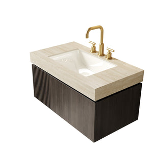 English Elm 36" Muri Plywood Bathroom Vanity Cabinet with Woodgrain Finish Soft Close Door Drawer Espresso W2615P406389