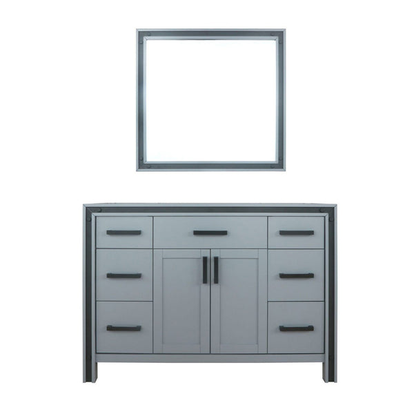 English Elm Dark Grey Bath Vanity Set With 34" Mirror - 48" W, Ample Storage, Modern Design, Easy Install B2731S00540