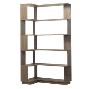 English Elm 90cm Five Tier L Shaped Corner Bookcase Open Wood Shelving for Home Office or Living Room W2899P444159