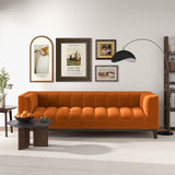 English Elm Ashcroft Furniture - Melissa Mid-Century Orange Velvet Modern Sofa