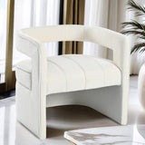 Christopher Knight Home® - Noble House - - Modern Velvet Accent Chair With Ribbed Detail, Luxury Curved Fully Upholstered Accent Chair, Ivory White (No Assembly Needed)