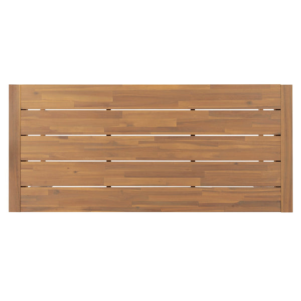 English Elm Trexm Solid Acacia Outdoor Bar Set Five Piece Rustic Slatted Counter Height Patio Light Teak TM000029AAD