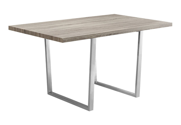 English Elm Dining Table, 60" Rectangular Taupe Laminate With Chrome Legs – Modern Versatile Centerpiece For Any Space B2710P286991