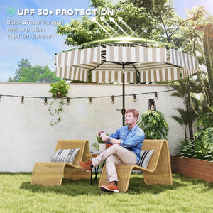 English Elm Outsunny 8.6 Ft Vented Patio Market Umbrella with Crank Tilt and Upf 30 Protection W2225P485589