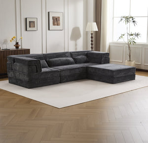 English Elm Compression Mahjong Sofa: Versatile Modular Floor Bed With Plush Fleece, No Assembly & Cozy Design W3723S00025