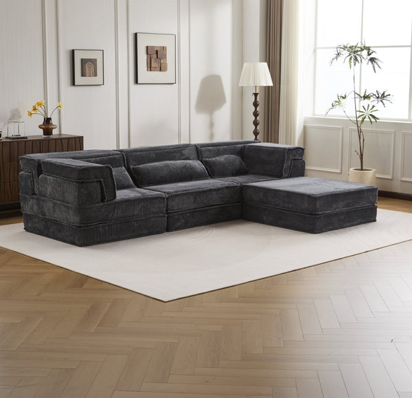 English Elm Compression Mahjong Sofa: Versatile Modular Floor Bed With Plush Fleece, No Assembly & Cozy Design W3723S00025