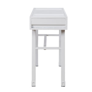 English Elm Metal Vanity Desk with Recessed Panel Design, One Drawer Accent Table for Stylish Bedroom Focal Point White B016P317132