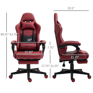 English Elm Vinsetto Ergonomic Racing Gaming Chair Diamond PU Leather High Back Recliner with Footrest, Red W2225P173918