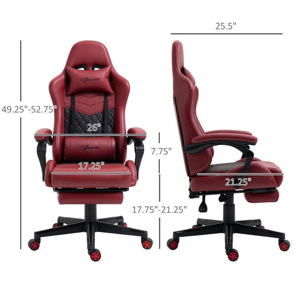English Elm Vinsetto Ergonomic Racing Gaming Chair Diamond PU Leather High Back Recliner with Footrest, Red W2225P173918