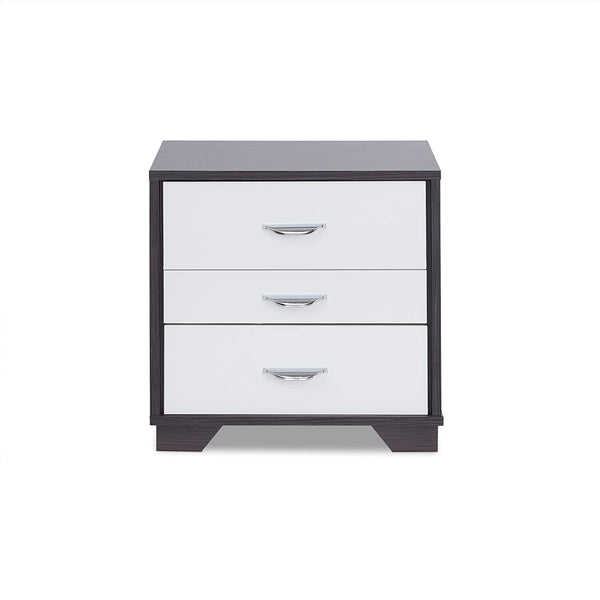 English Elm Two-tone Modern Nightstand with 3 Smooth-Glide Drawers, Space-Saving End Table for Bedroom Black,White B016P253974