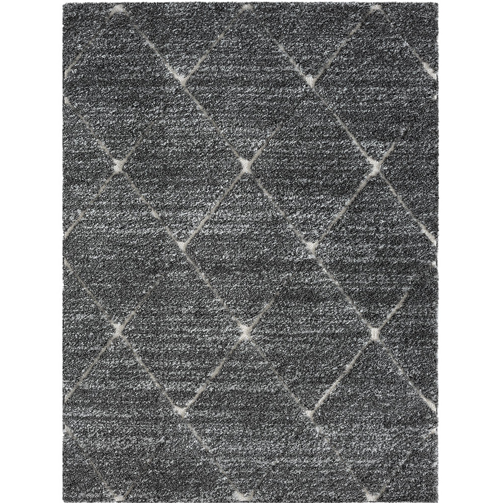JLA Home Madison Park - Talas Shag Area Rug Grey Cream Diamond Trellis — Plush High Pile, OEKO‑TEX, Stain‑Resistant Comfort 84 L x 60 W x 0.75H MP35-8036