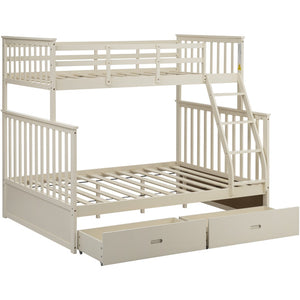 English Elm Twin Over Full Bunk Bed With Storage Drawers – Stylish Cream Wooden Design, Safety Features Included K495S00002-GIGA