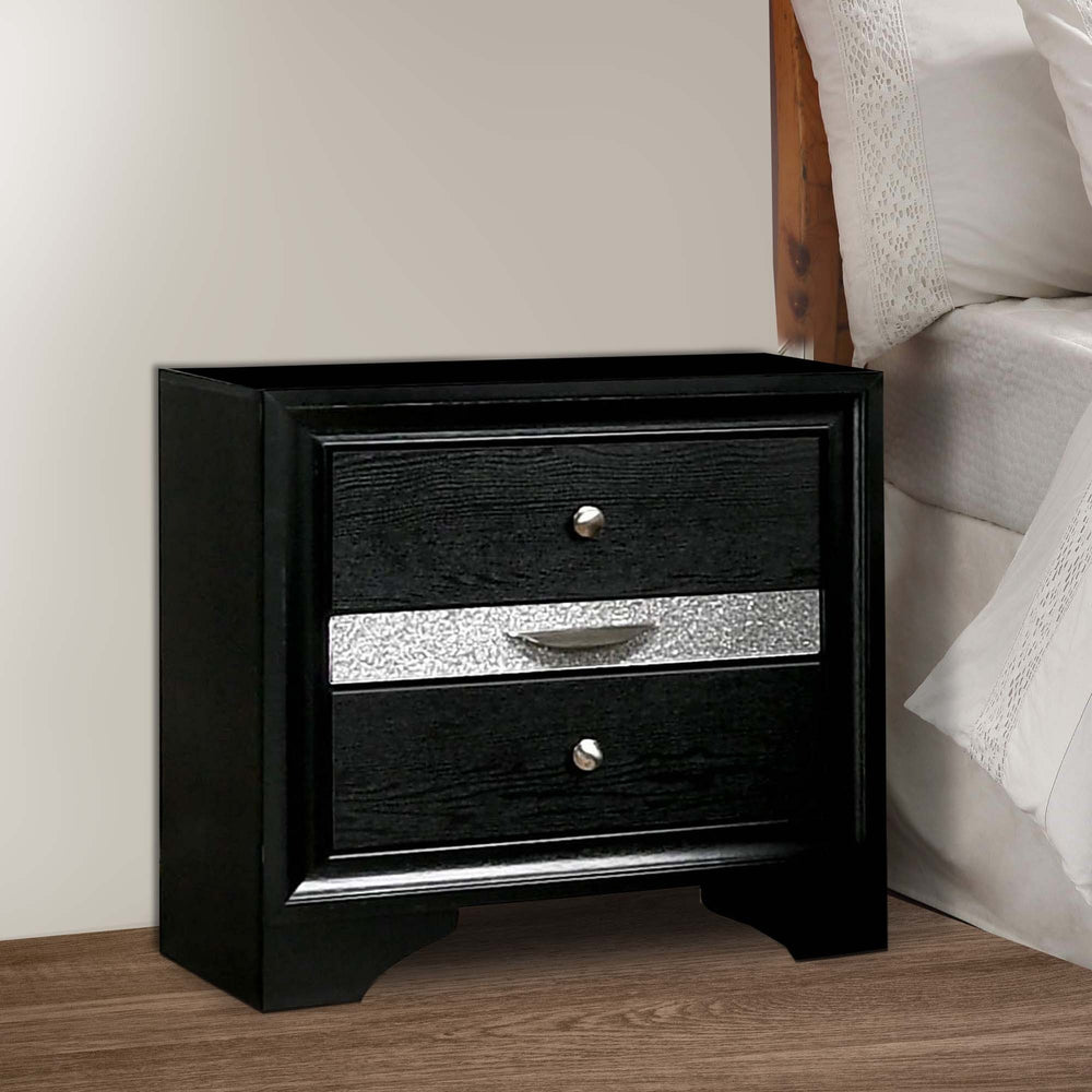English Elm Nightstand Pearl White Lacquer with Textured Drawers and Clear Acrylic Legs Glam Bedroom B056P416809