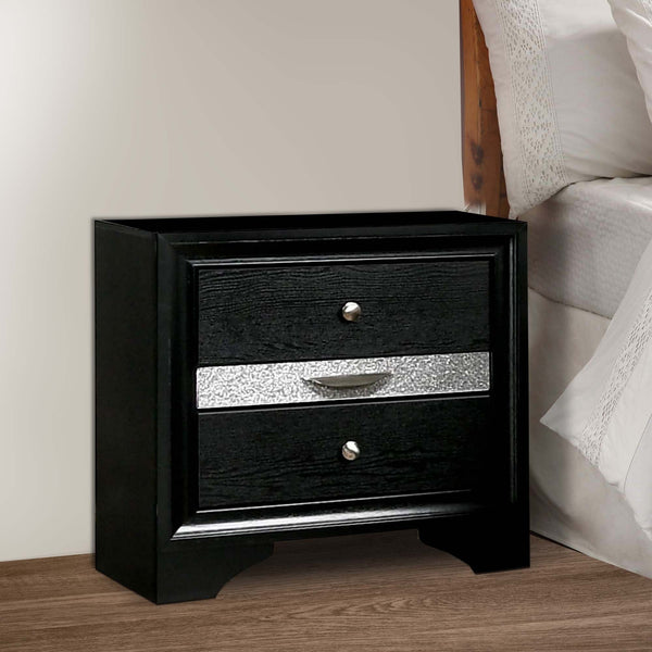 English Elm Nightstand Pearl White Lacquer with Textured Drawers and Clear Acrylic Legs Glam Bedroom B056P416809
