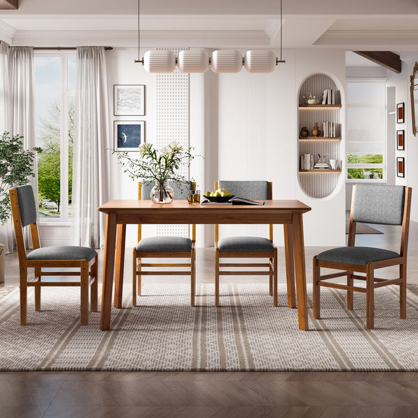 English Elm Dining Chairs Set Of 4 – Mid-Century Modern Upholstered Kitchen Seats For Stylish Dining Spaces N752P271215E