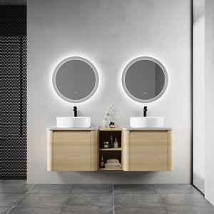 English Elm 60'' Wall-Mounted Bathroom Vanity With Ceramic Sink & Soft-Close Cabinet, Modern Storage Solution W999S00471