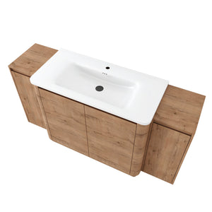English Elm 64'' Freestanding Bathroom Vanity Oak Melamine Plywood with Ceramic Sink Soft Close W999S00515