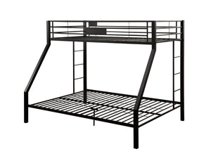 English Elm Limbra Sandy Finish Twin XL/Queen Bunk Bed with Metal Frame, Built-In Ladder, Full Guard Rail Durable Black 63 L x 19 W x 4 H B2726S00208